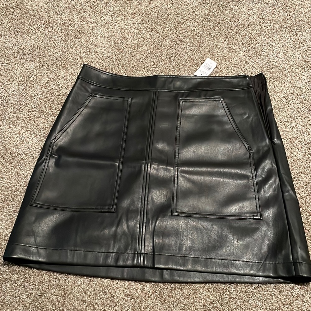 LOFT Faux Leather Pocket Shift Skirt